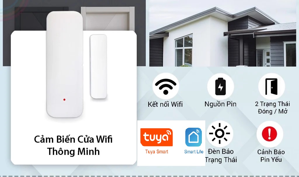 Cảm biến cửa Wifi thông minh Tuya WD2 - Ảnh 3
