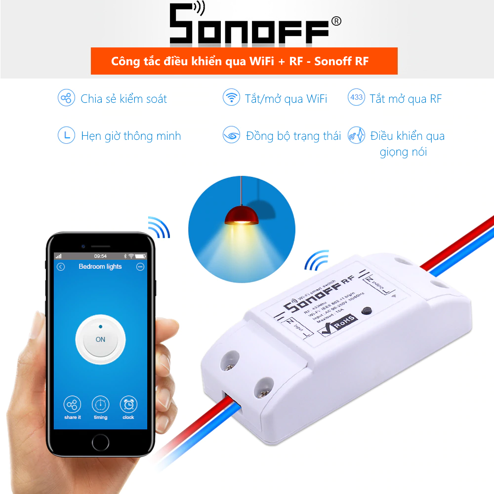Sonoff RF - Công tắc thông minh điều khiển từ xa qua Wifi và RF 1 kênh